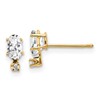14k Diamond and 5x3 Oval April/White Topaz Birthstone Earrings