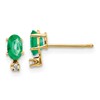 14k Diamond and 5x3 Oval May/Emerald Birthstone Earrings