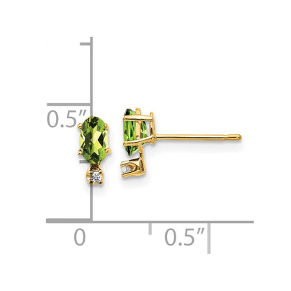 14k Diamond and 5x3 Oval August/Peridot Birthstone Earrings