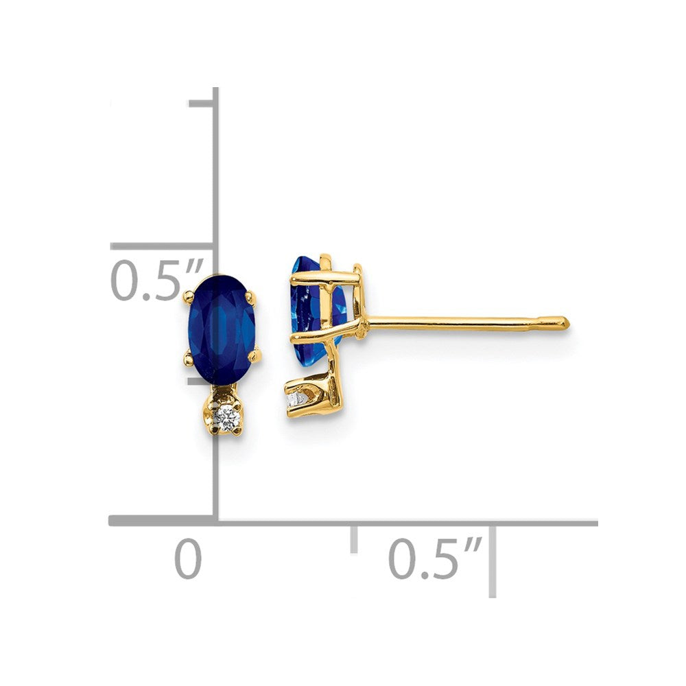 14k Diamond and 5x3 Oval September/Sapphire Birthstone Earrings