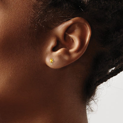 14k Diamond and 5x3 Oval November/Citrine Birthstone Earrings