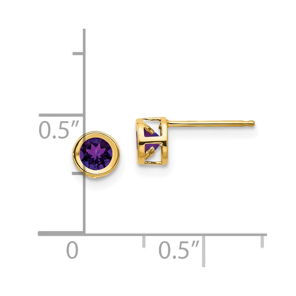 14k 4mm Round Bezel February/Amethyst Post Earrings
