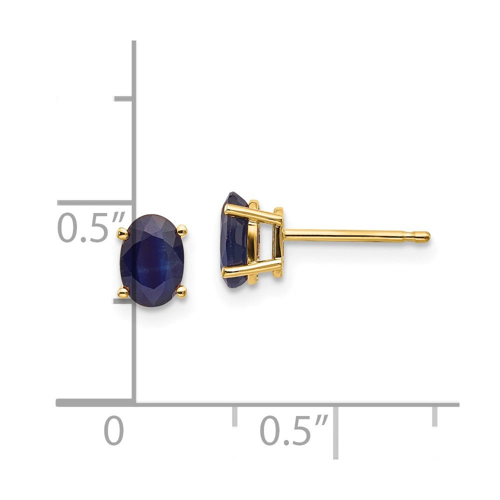 14k 6x4 Oval September/Sapphire Post Earrings