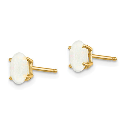 14k 6x4 Oval October/Opal Post Earrings