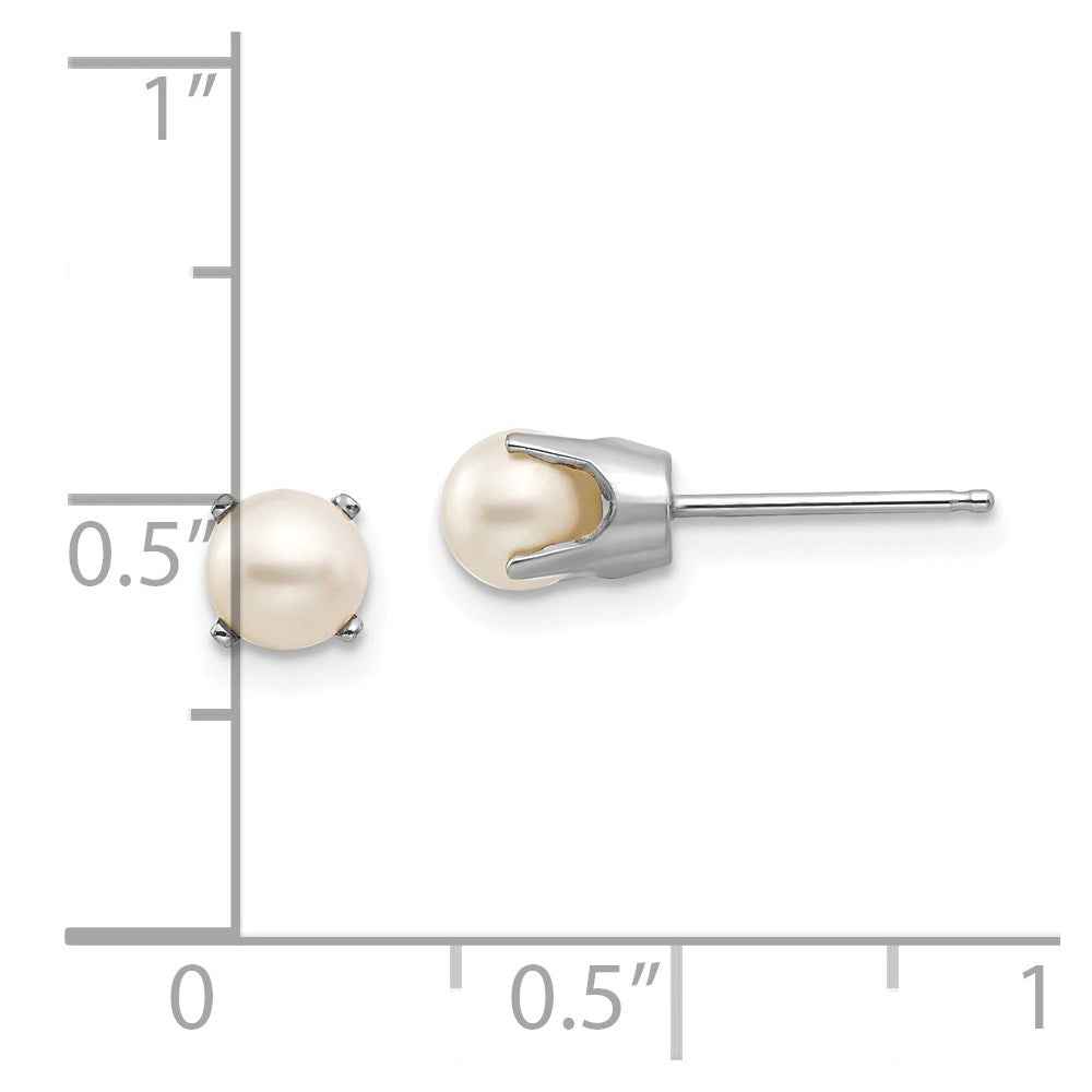 14k White Gold 5mm Round June/Freshwater Cultured Pearl Stud Earrings