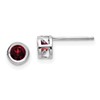 14k White Gold 4mm Round Bezel January/Garnet Post Earrings