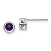 14k White Gold 4mm Round Bezel February/Amethyst Post Earrings