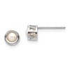 14k White Gold 4mm Round Bezel June/Freshwater Cultured Pearl Post Earrings