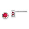 14k White Gold 4mm Round Bezel July/Ruby Post Earrings