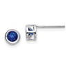 14k White Gold 4mm Round Bezel September/Sapphire Post Earrings