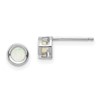 14k White Gold 4mm Round Bezel October/Opal Post Earrings