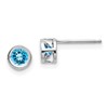 14k White Gold 4mm Round Bezel December/Blue Topaz Post Earrings