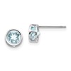 14k White Gold 5mm Round Bezel March/Aquamarine Post Earrings