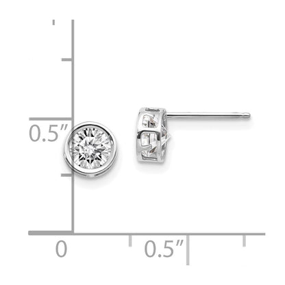 14k White Gold 5mm Round Bezel April/White Topaz Post Earrings