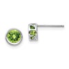 14k White Gold 5mm Round Bezel August/Peridot Post Earrings