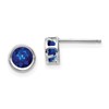 14k White Gold 5mm Round Bezel September/Sapphire Post Earrings