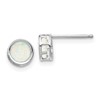 14k White Gold 5mm Round Bezel October/Opal Post Earrings