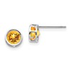 14k White Gold 5mm Round Bezel November/Citrine Post Earrings