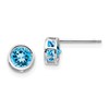 14k White Gold 5mm Round Bezel December/Blue Topaz Post Earrings