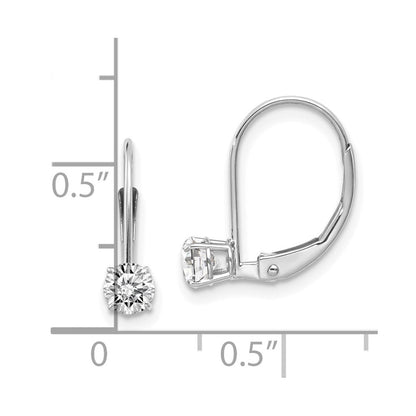 14k White Gold 4mm Round April/White Topaz Leverback Earrings