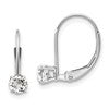 14k White Gold 4mm Round April/White Topaz Leverback Earrings