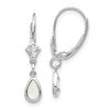 14k White Gold 6x4 Pear Bezel October/Opal Leverback Earrings