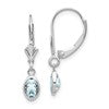 14k White Gold 6x4 Oval Bezel March/Aquamarine Leverback Earrings