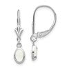 14k White Gold 6x4 Oval Bezel October/Opal Leverback Earrings