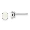 14k White Gold 6x4 Oval October/Opal Post Earrings