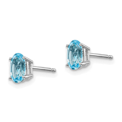 14k White Gold 6x4 Oval December/Blue Topaz Post Earrings