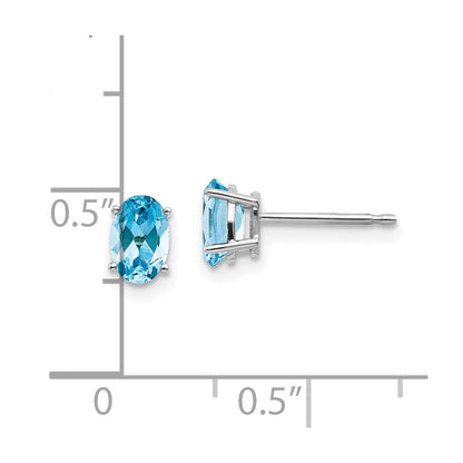 14k White Gold 6x4 Oval December/Blue Topaz Post Earrings