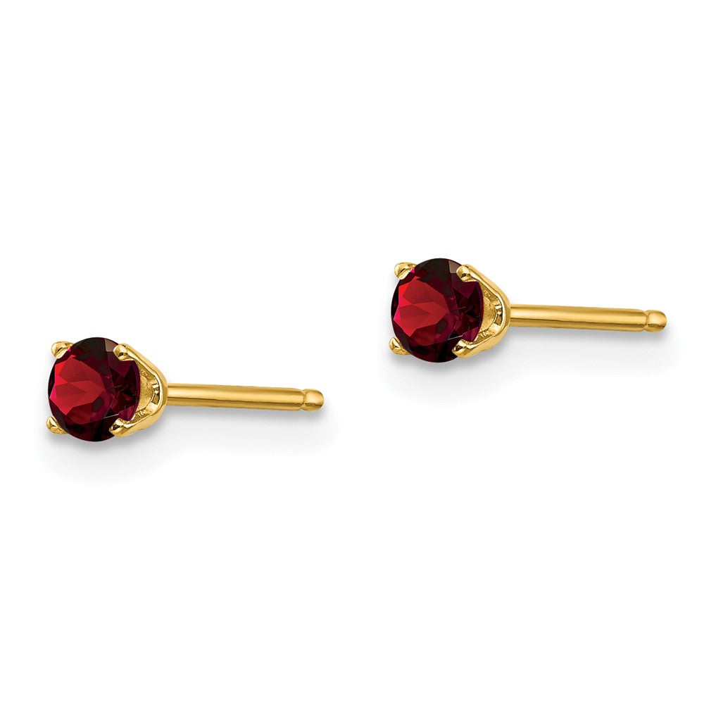14k 3mm Round January/Garnet Post Earrings
