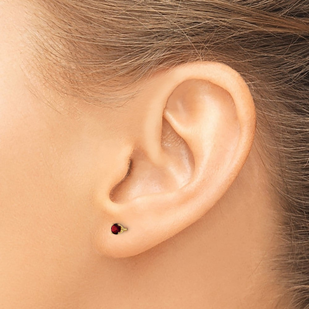 14k 3mm Round January/Garnet Post Earrings