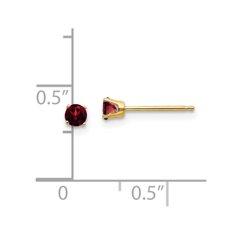 14k 3mm Round January/Garnet Post Earrings