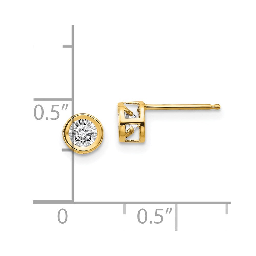 14k 4mm Round Bezel April/White Topaz Post Earrings