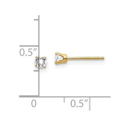 14k 3mm Round April/ White Topaz Post Earrings