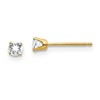 14k 3mm Round April/ White Topaz Post Earrings