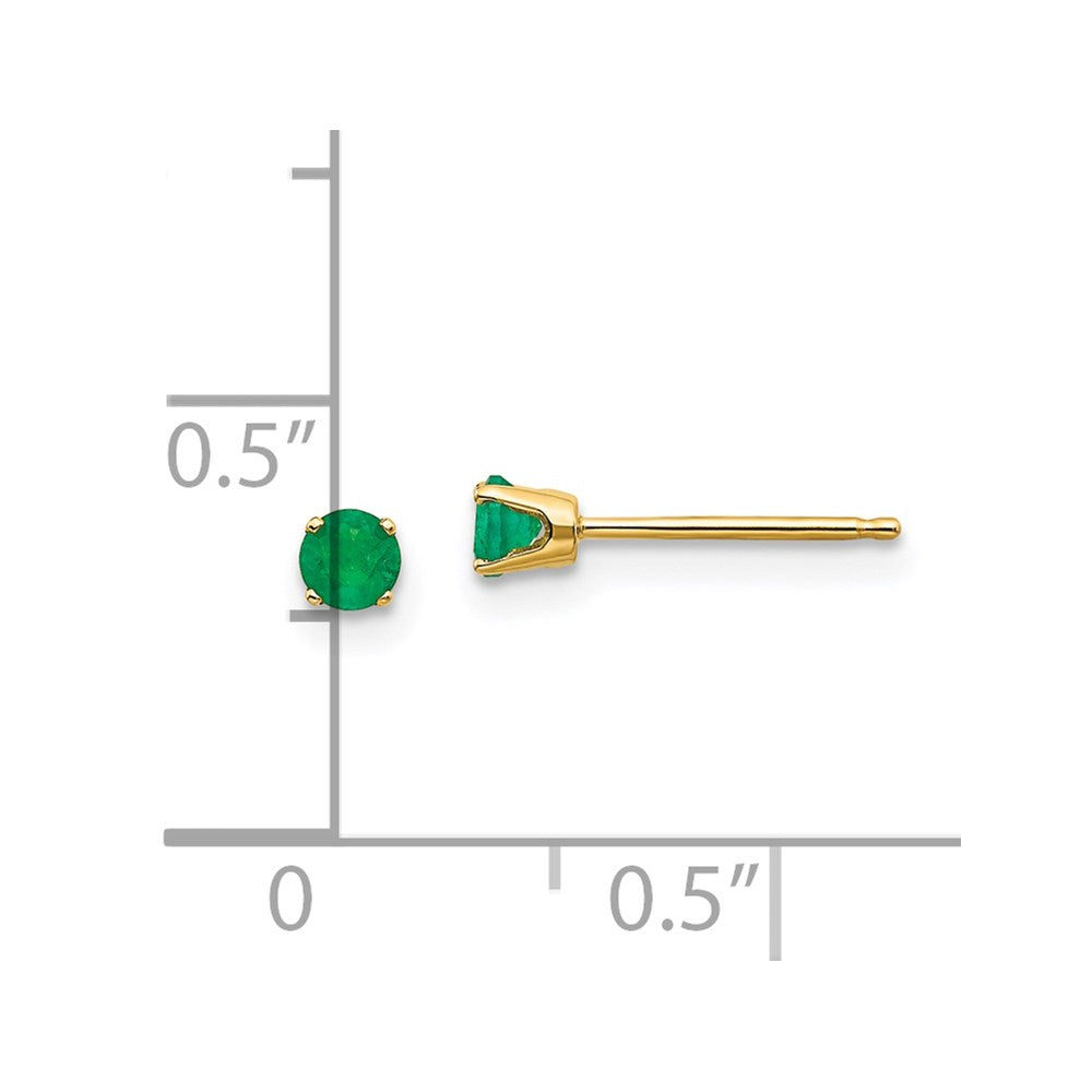 14k 3mm Round May/Emerald Post Earrings