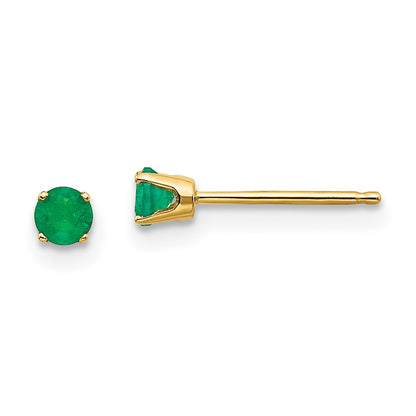 14k 3mm Round May/Emerald Post Earrings