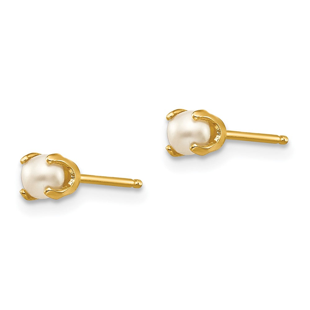 14k 3mm Round June/Freshwater Cultured Pearl Post Earrings