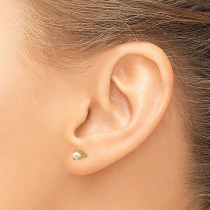 14k 3mm Round June/Freshwater Cultured Pearl Post Earrings