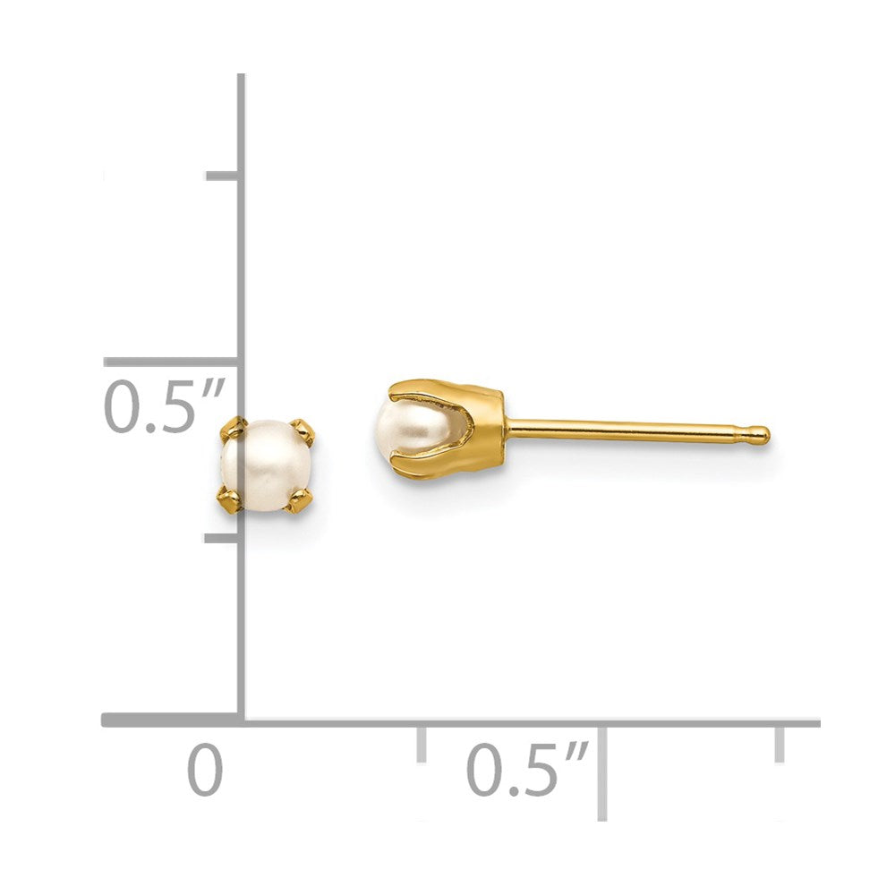 14k 3mm Round June/Freshwater Cultured Pearl Post Earrings