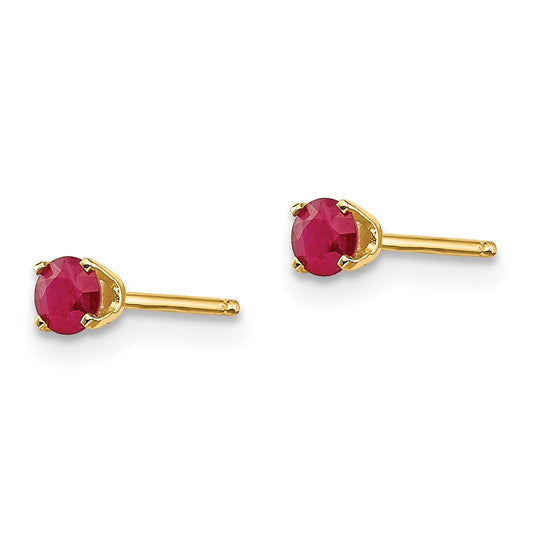 14k 3mm Round July/Ruby Post Earrings