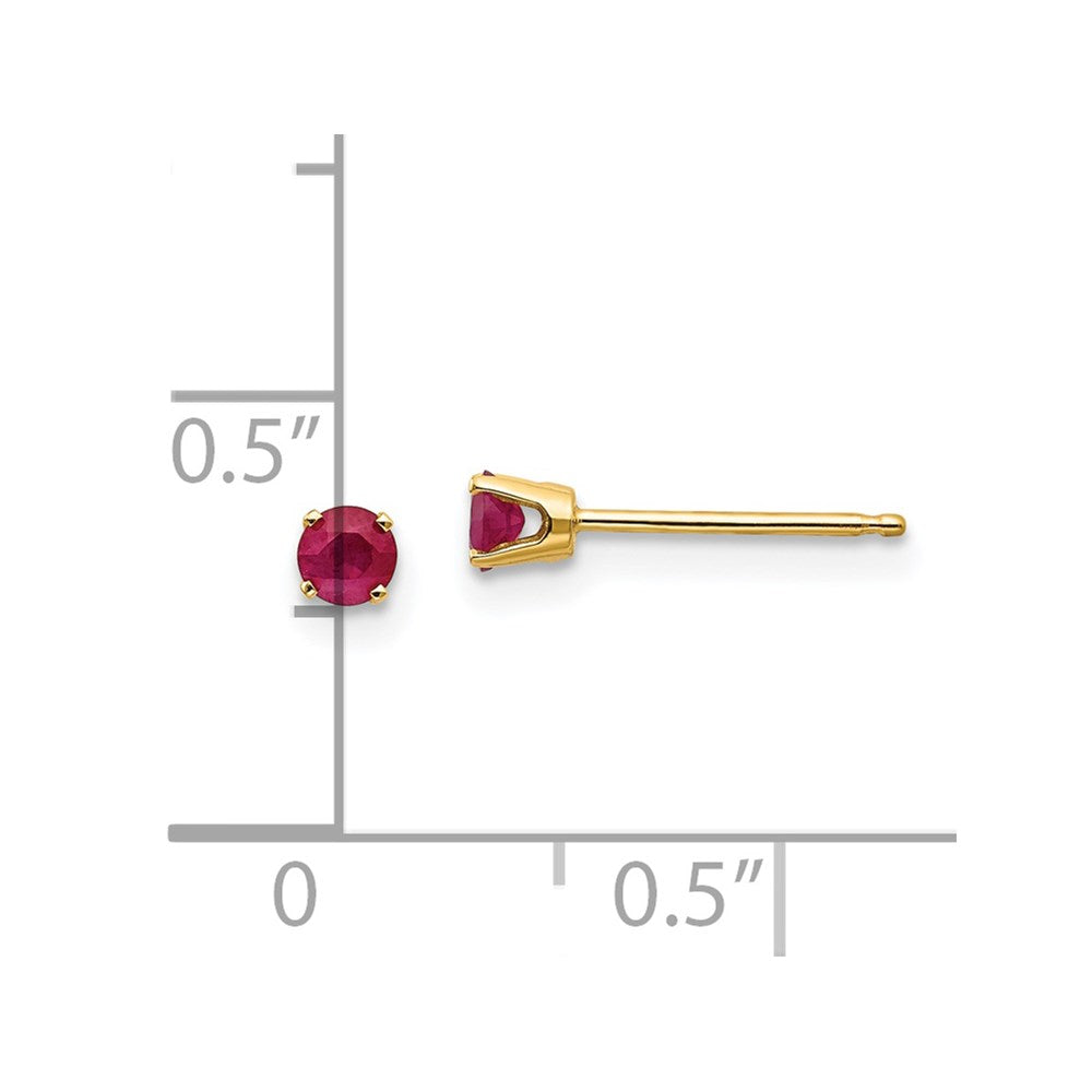 14k 3mm Round July/Ruby Post Earrings