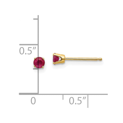 14k 3mm Round July/Ruby Post Earrings
