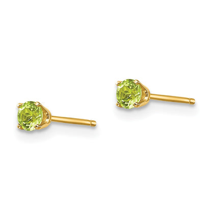 14k 3mm Round August/Peridot Post Earrings
