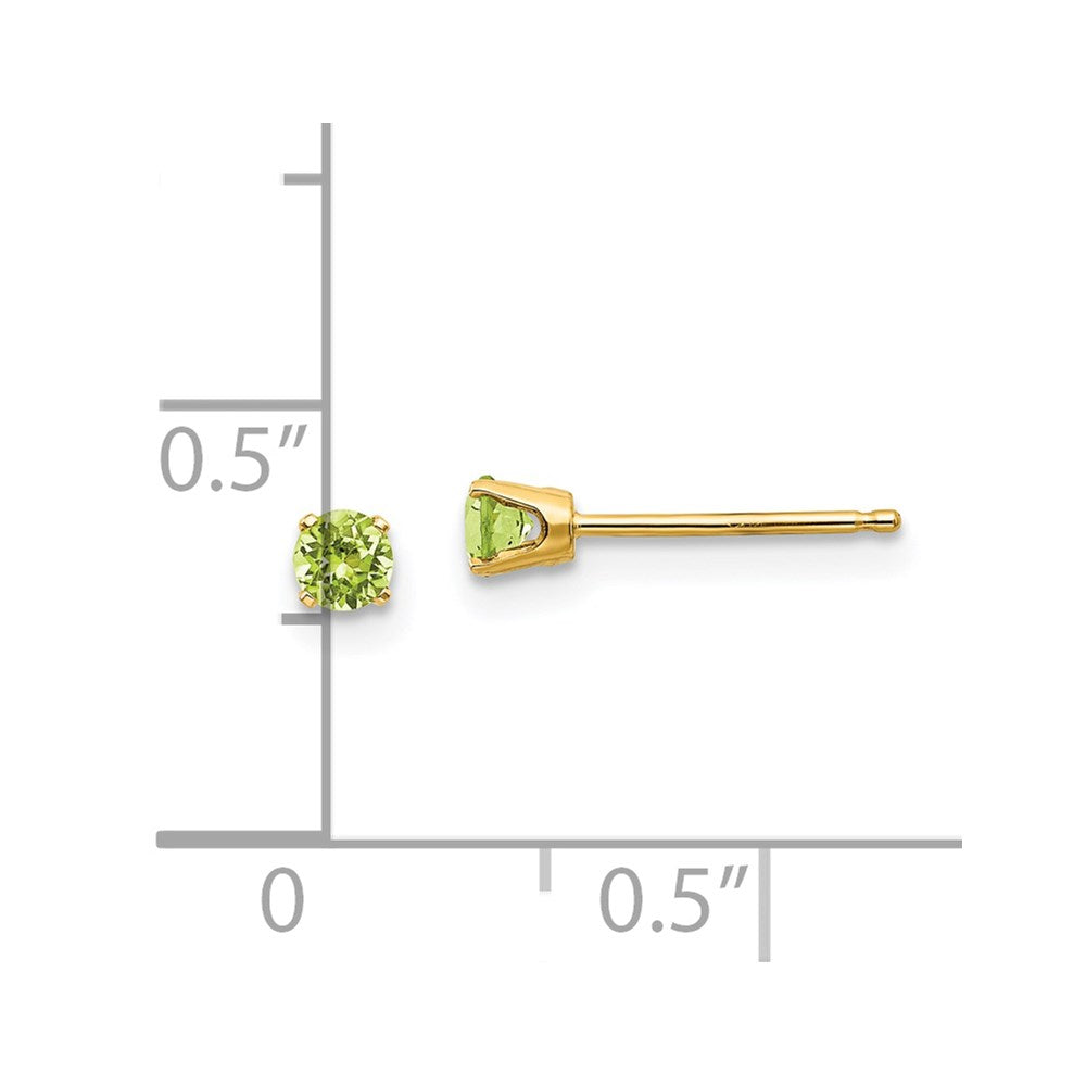 14k 3mm Round August/Peridot Post Earrings