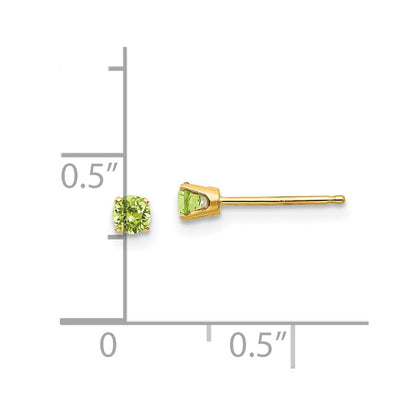 14k 3mm Round August/Peridot Post Earrings