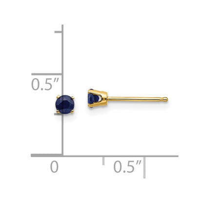 14k 3mm Round September/Sapphire Post Earrings