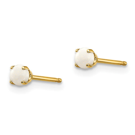 14k 3mm Round October/Opal Post Earrings
